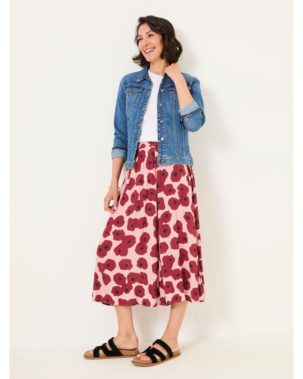 FatFace Red Millie Midi Skirt