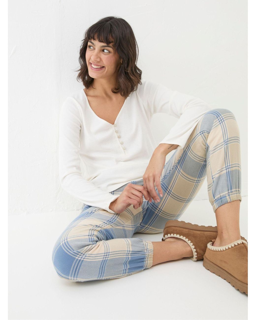 FatFace Red Lila Henley Pyjama Top