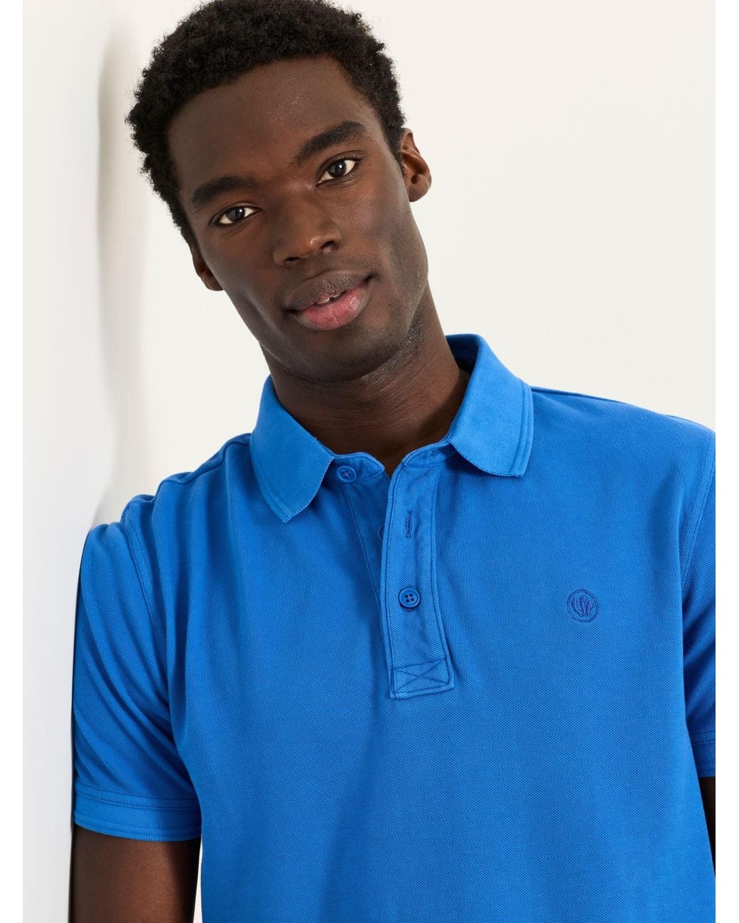FatFace Blue Short Sleeve Pique Polo Shirt for men