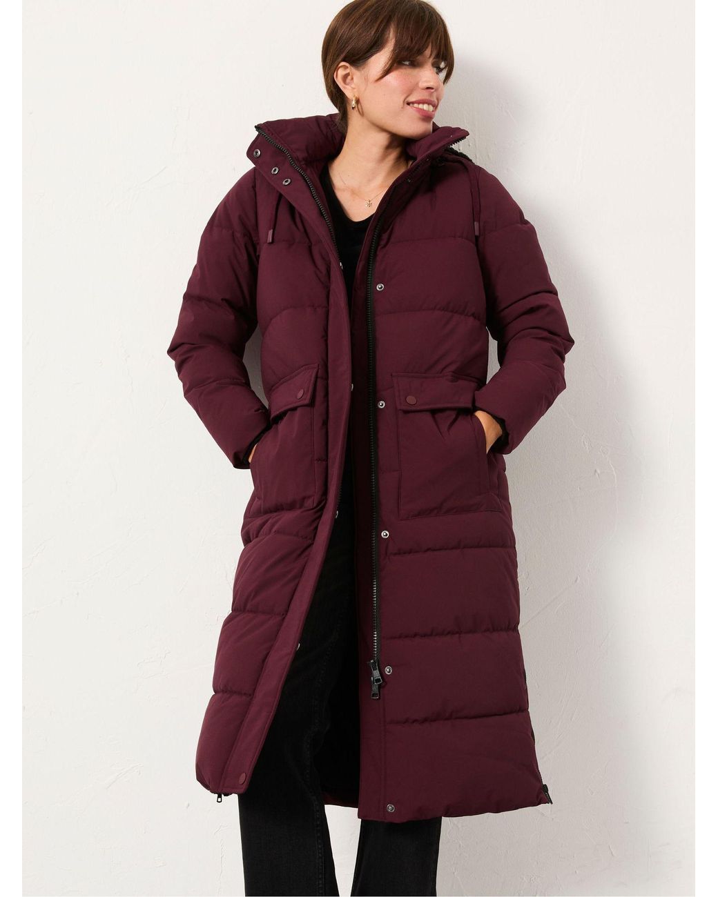 FatFace Red Harley Longline Puffer Coat