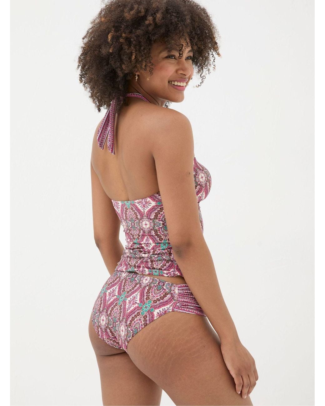 FatFace Red Jorja Detail Paisley Tankini Top