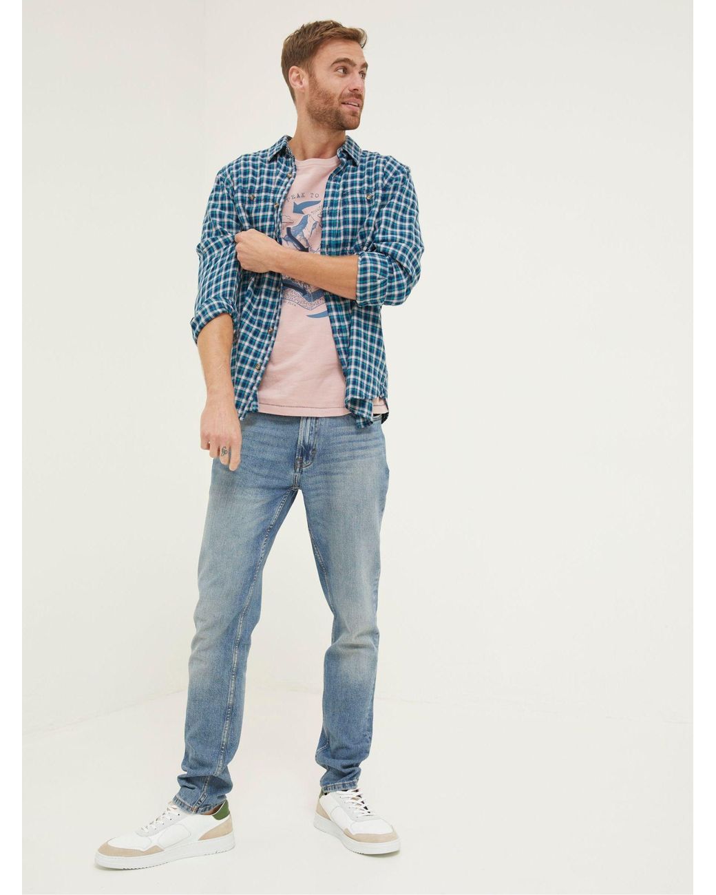 FatFace Blue Wently Check Shirt for men