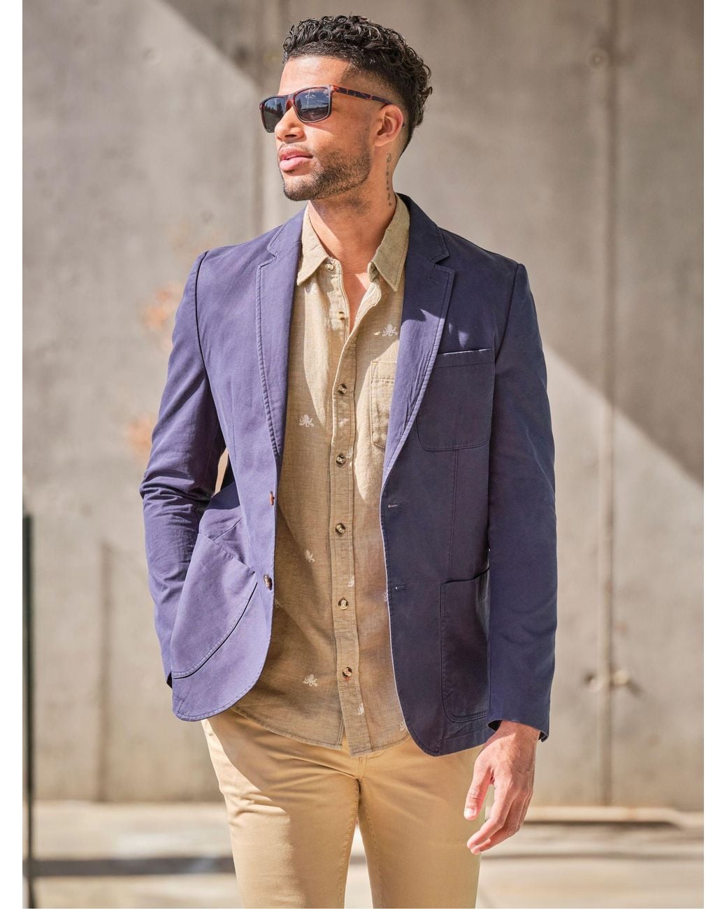 FatFace Blue Chilworth 100% Cotton Blazer for men