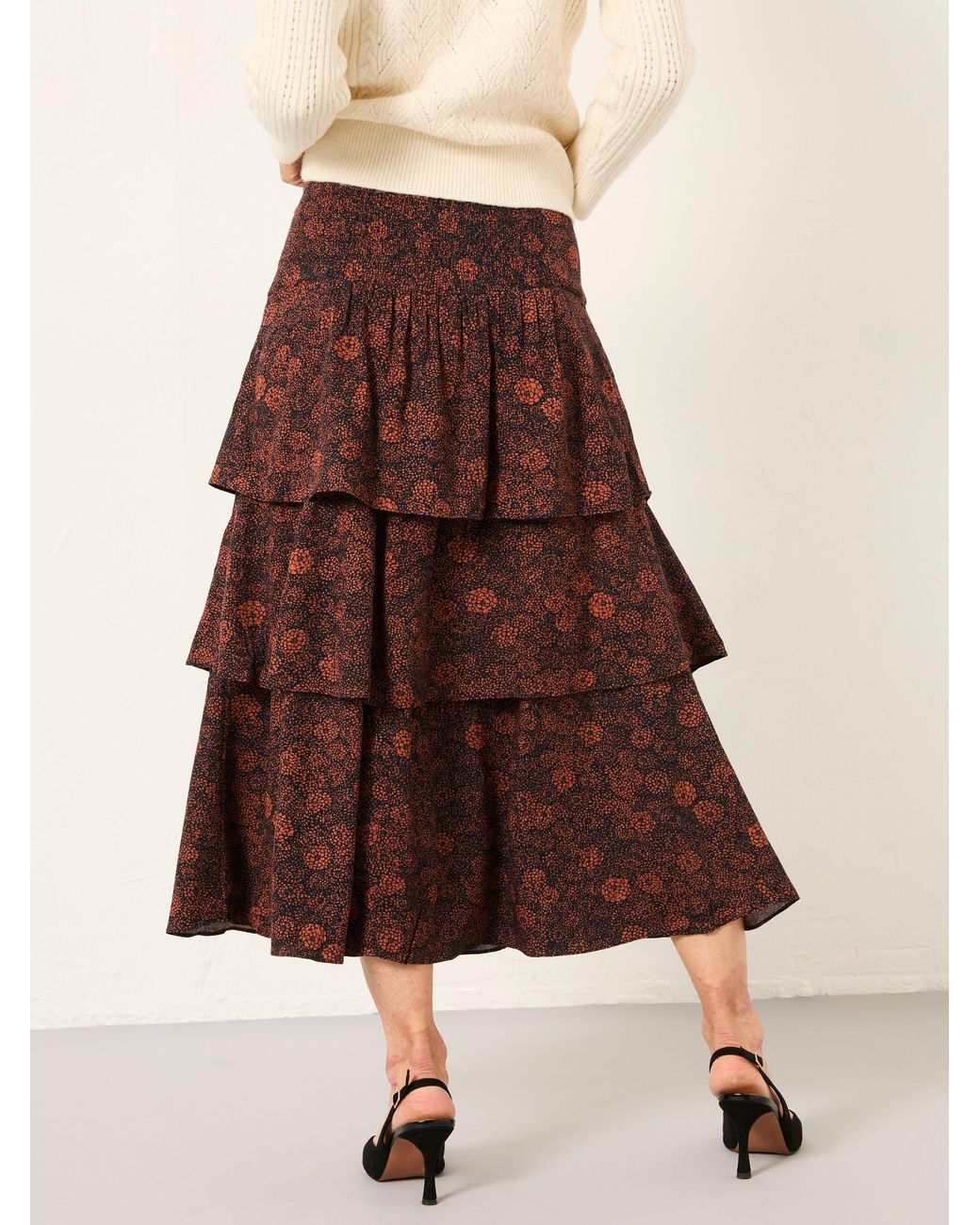 FatFace Brown Tonia Midi Skirt