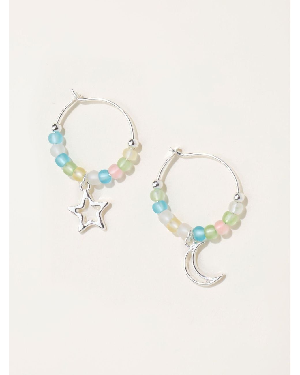 FatFace Natural Fatface Tone Star Moon Hoops