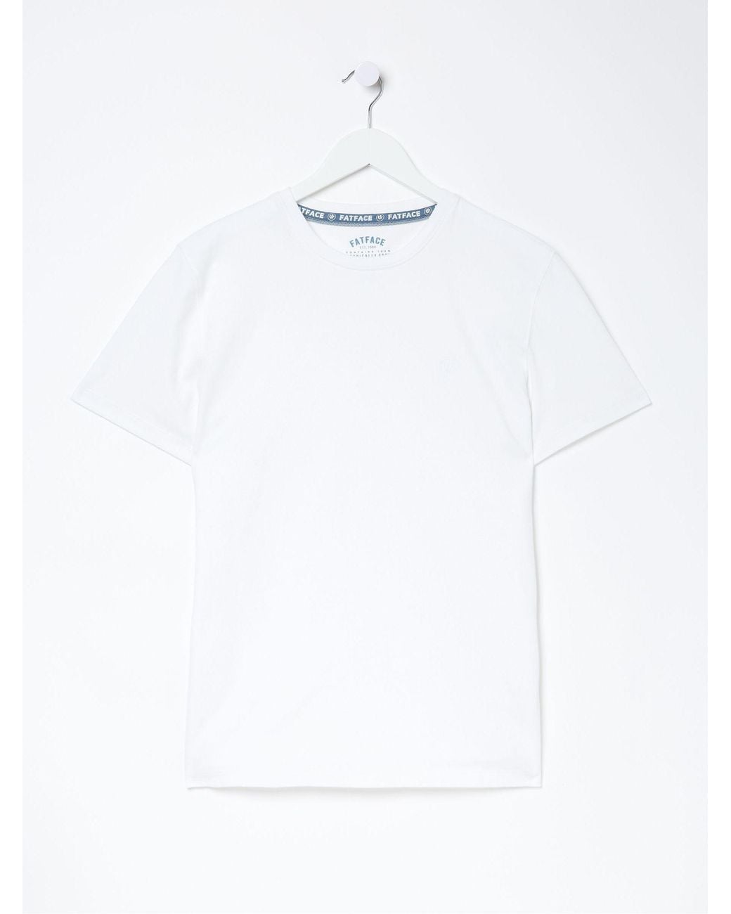 FatFace White Lulworth 100% Cotton Crew T-Shirt for men