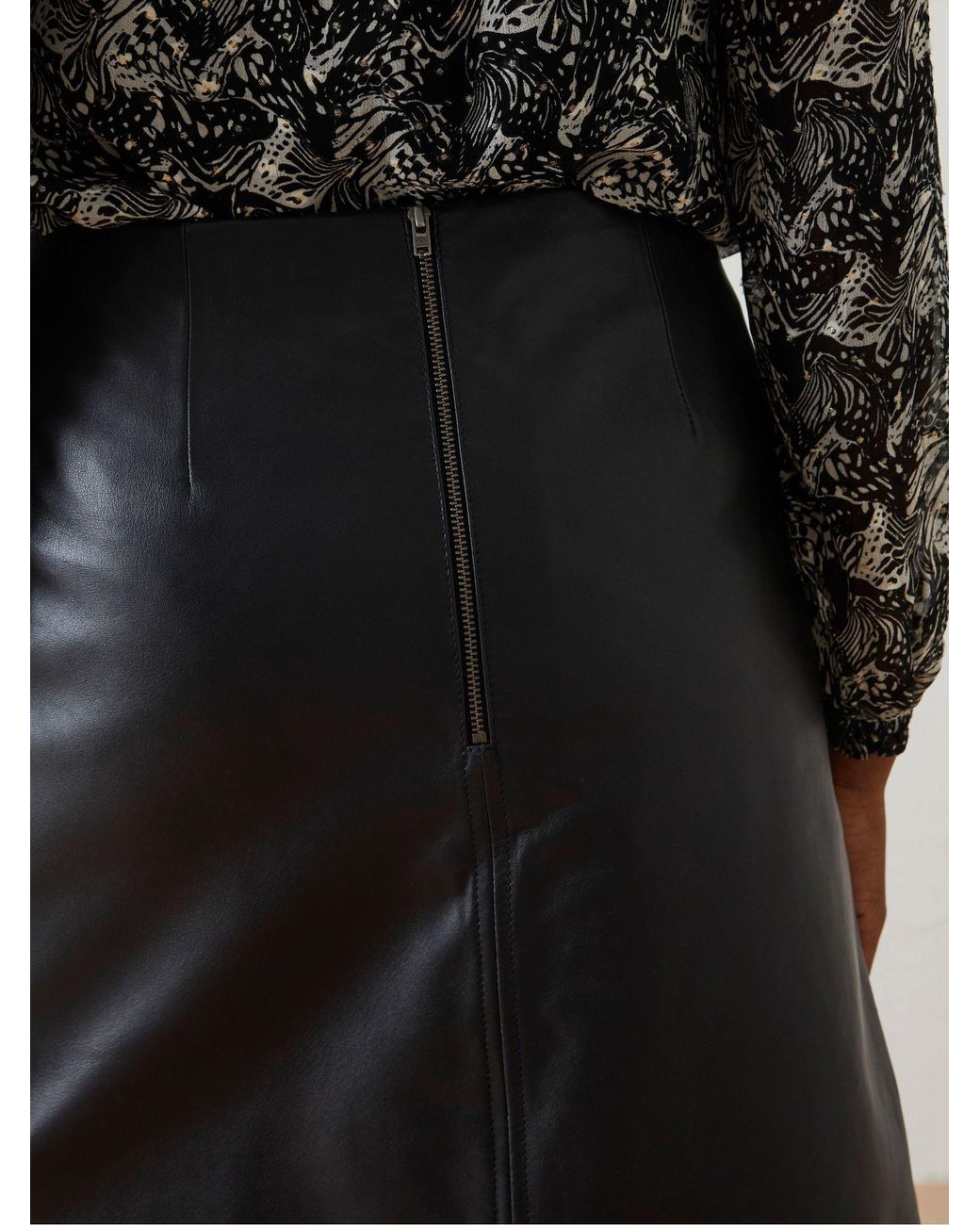 FatFace Black Ida Leather Skirt