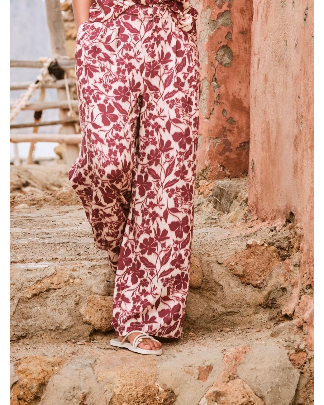 FatFace Brown Kingston Printed Satin Trousers