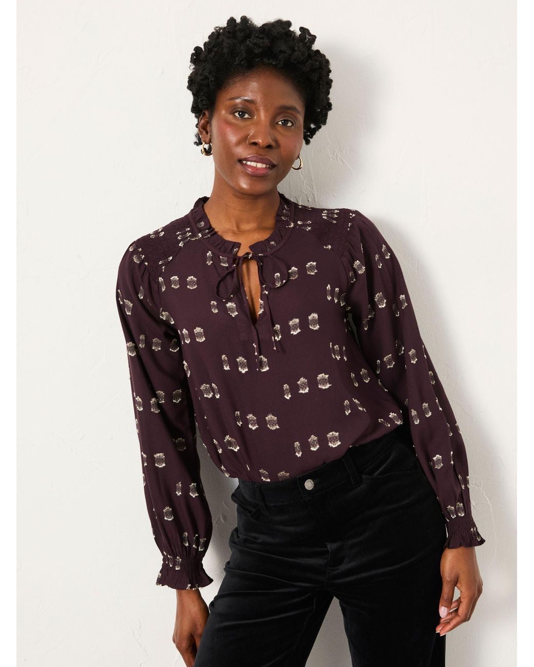 FatFace Red Lucy Metallic Blouse