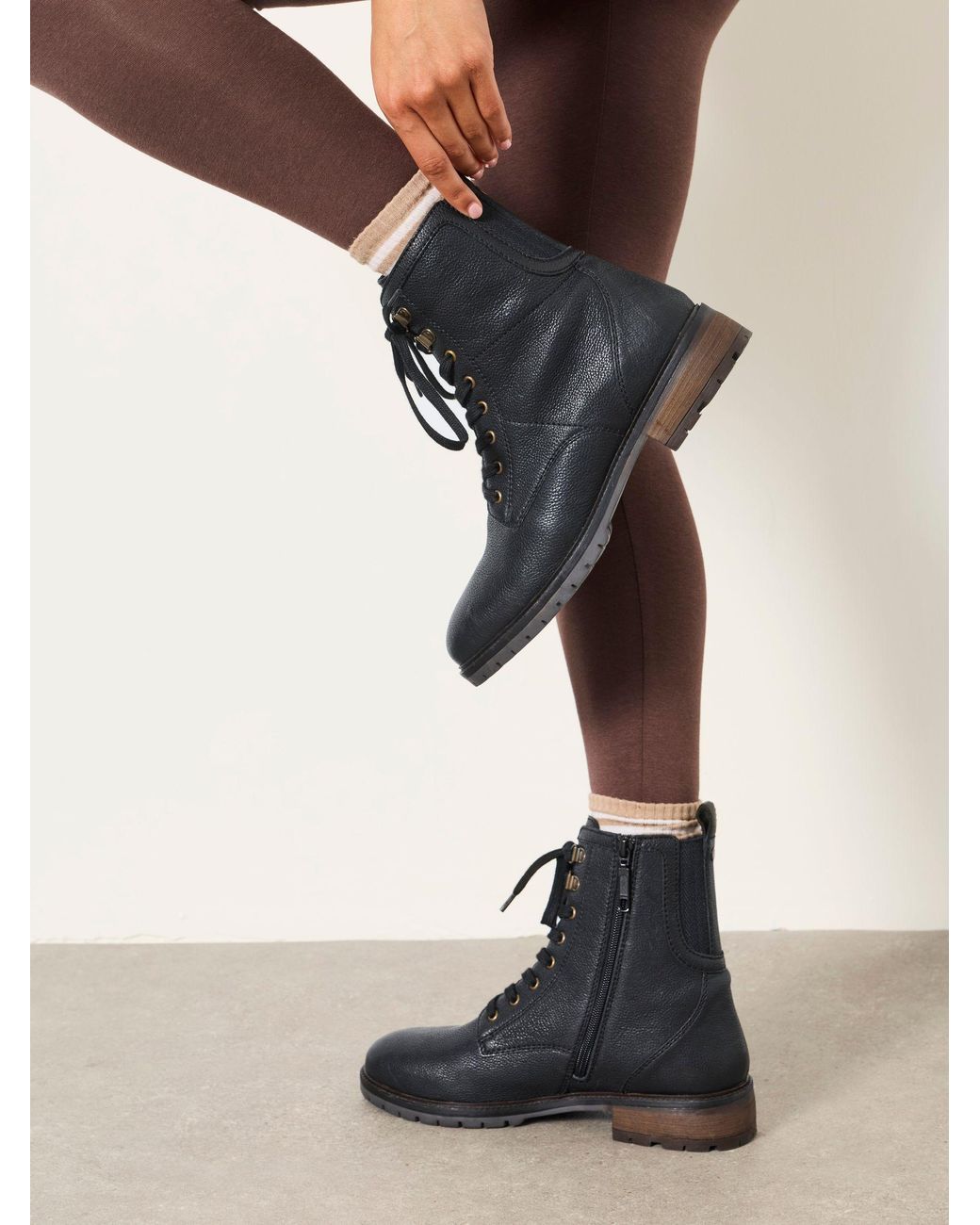 FatFace Black Marlow Leather Ankle Boots