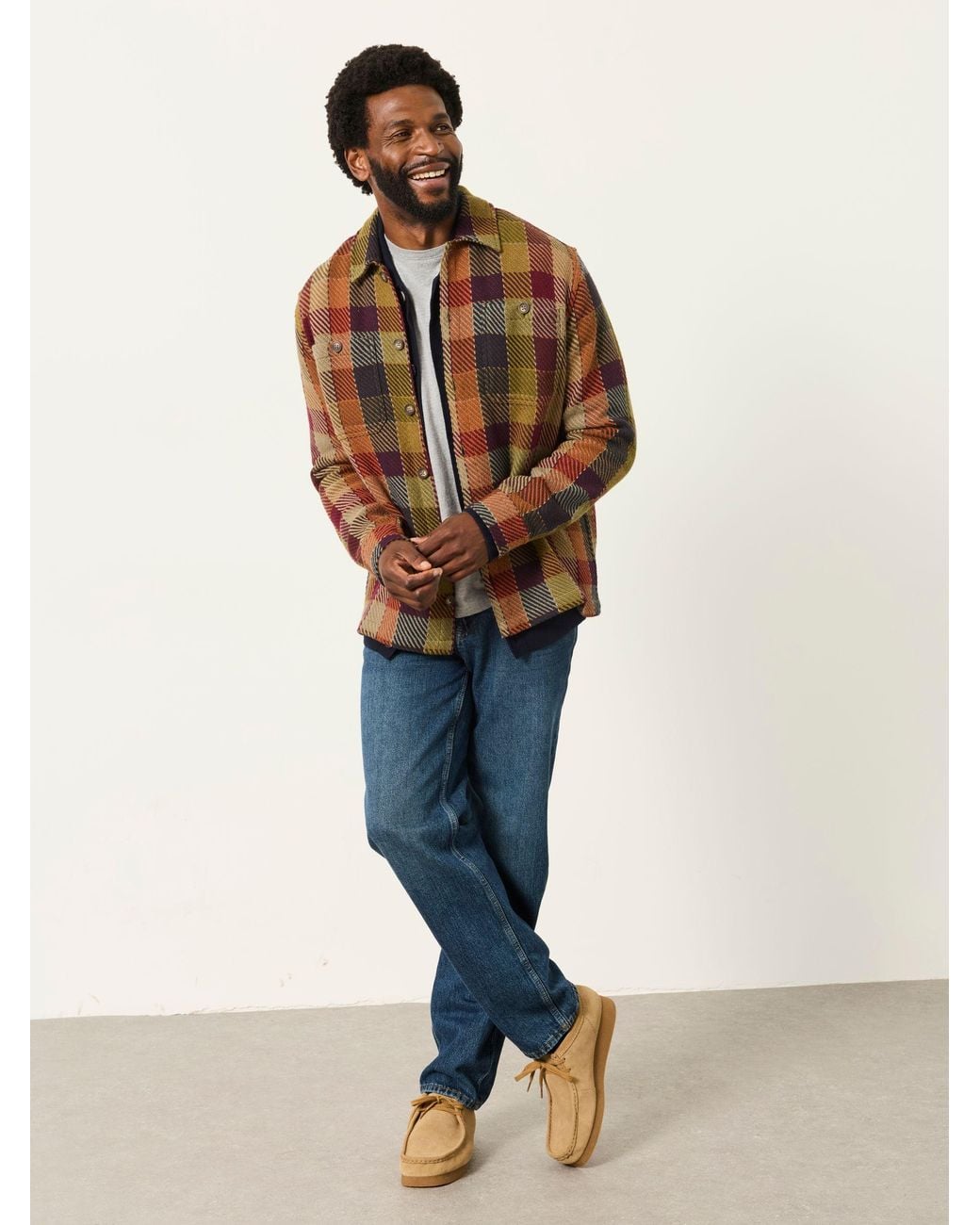 FatFace Brown Fatface Sabden Twill Check Overshirt for men