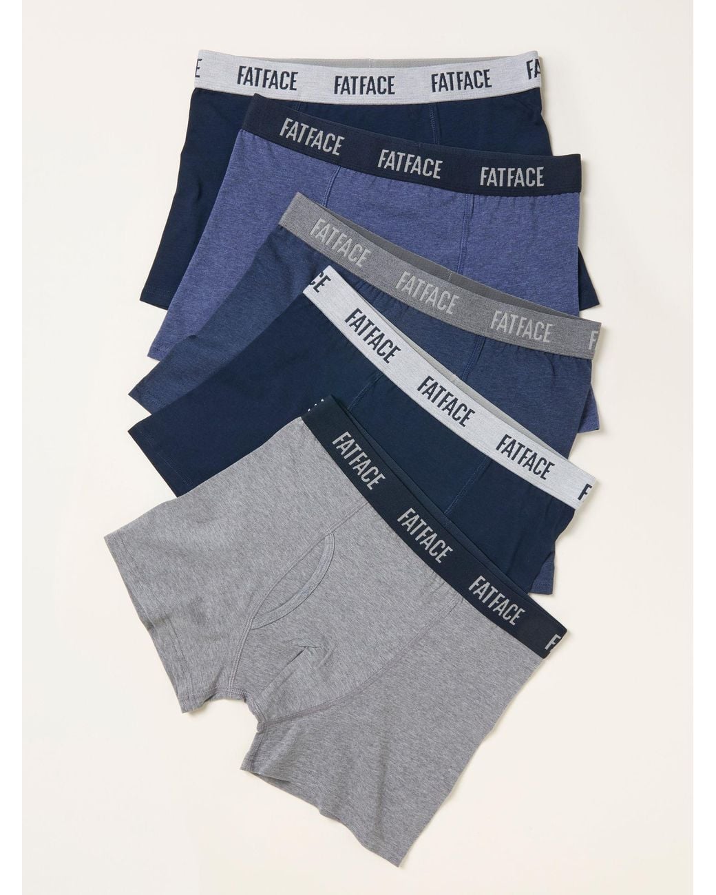 FatFace Blue Fatface 5 Pairs Of Plain Boxers for men