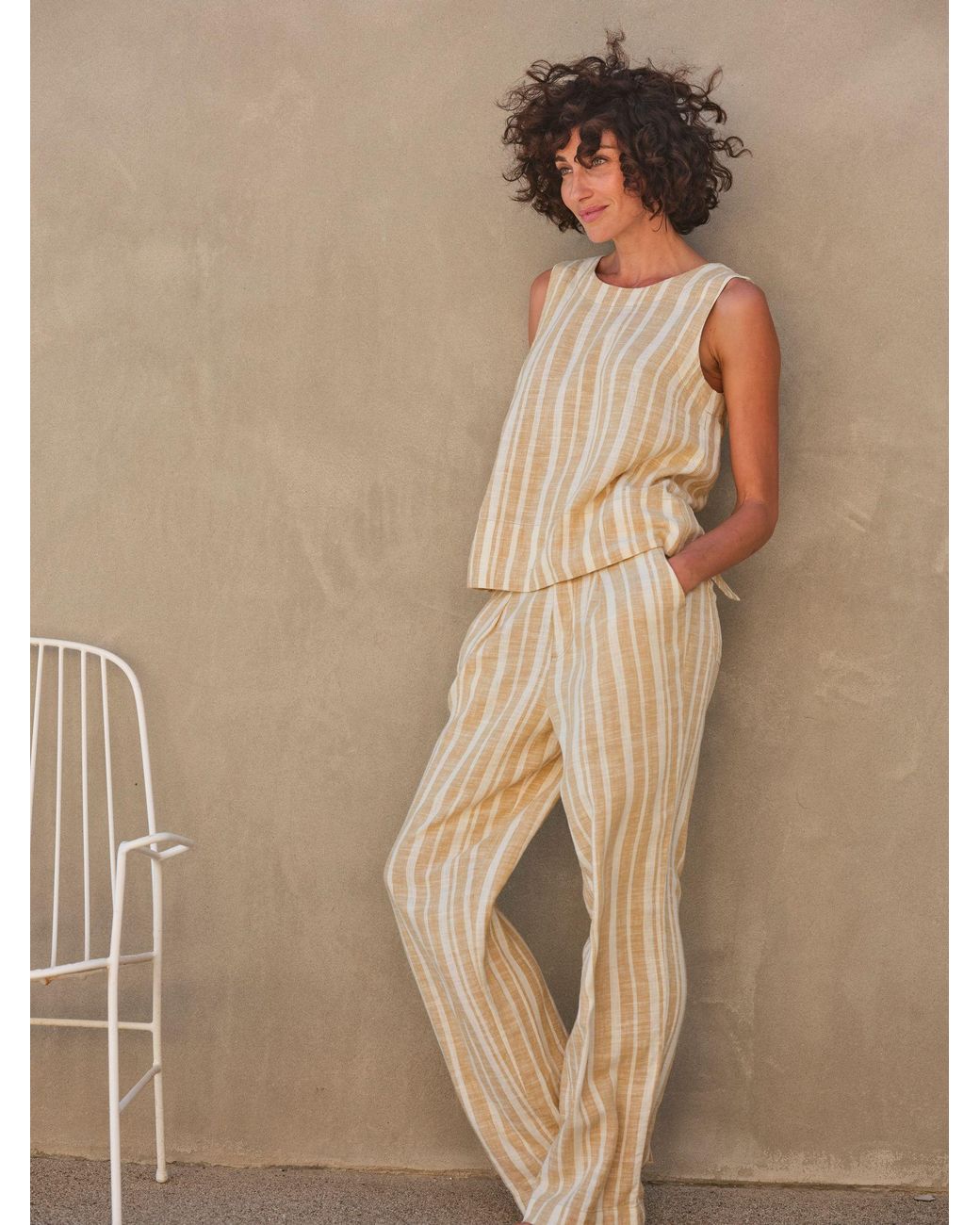 FatFace Brown Aditi Linen Blend Top