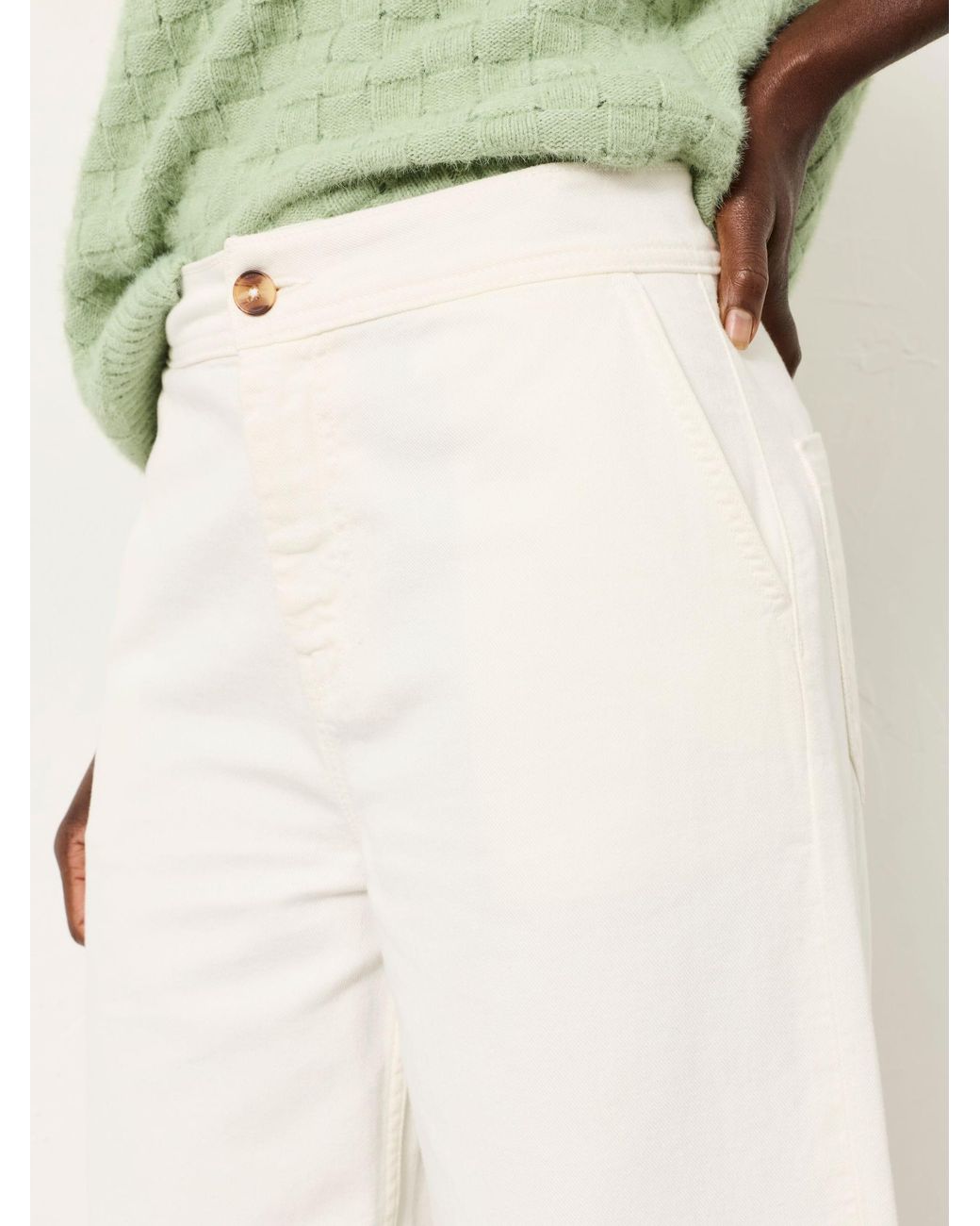 FatFace Natural Fatface Hove Wide Leg Cropped Trousers