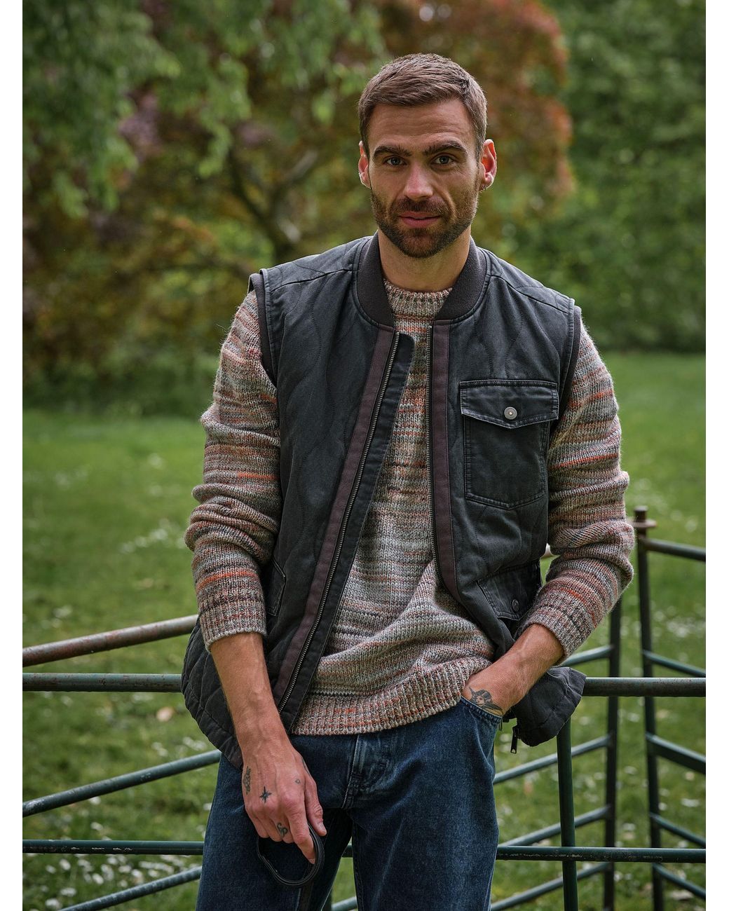 FatFace Green Wyre Quilted Utility Vest for men