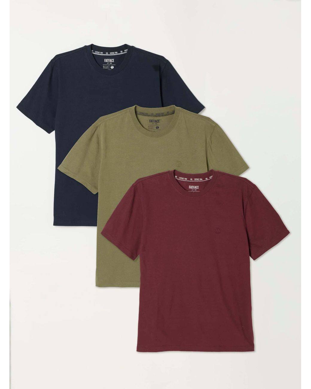 FatFace Purple Fatface 3 Pack/Burgundy/ Short Sleeve T-Shirt for men