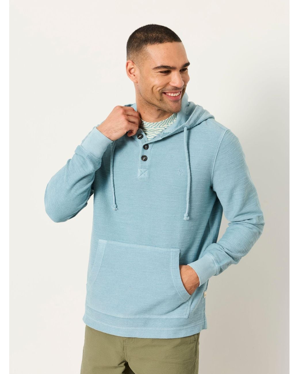 FatFace Blue Beach Half Neck Hoodie for men