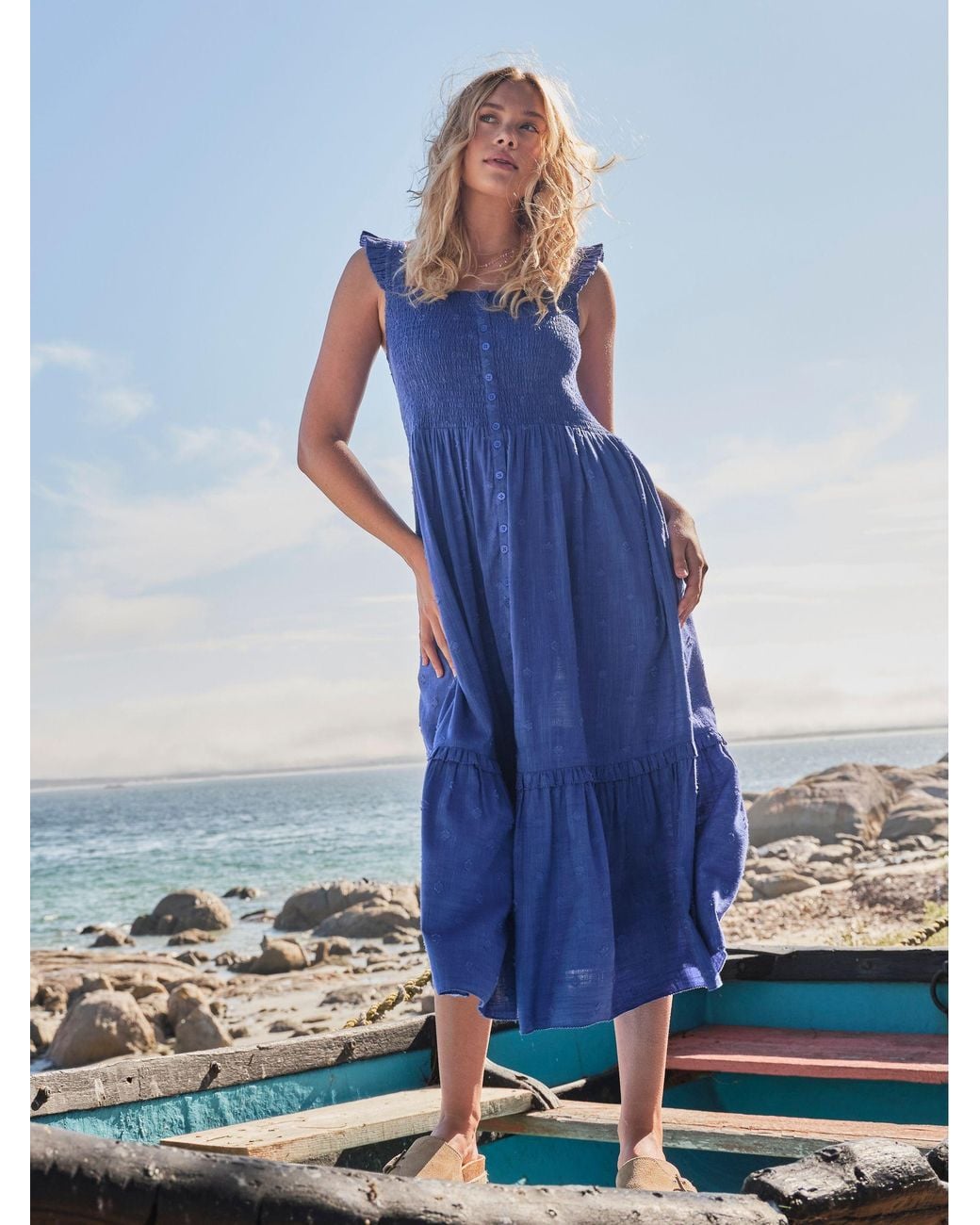 FatFace Blue Eva Midi Dress