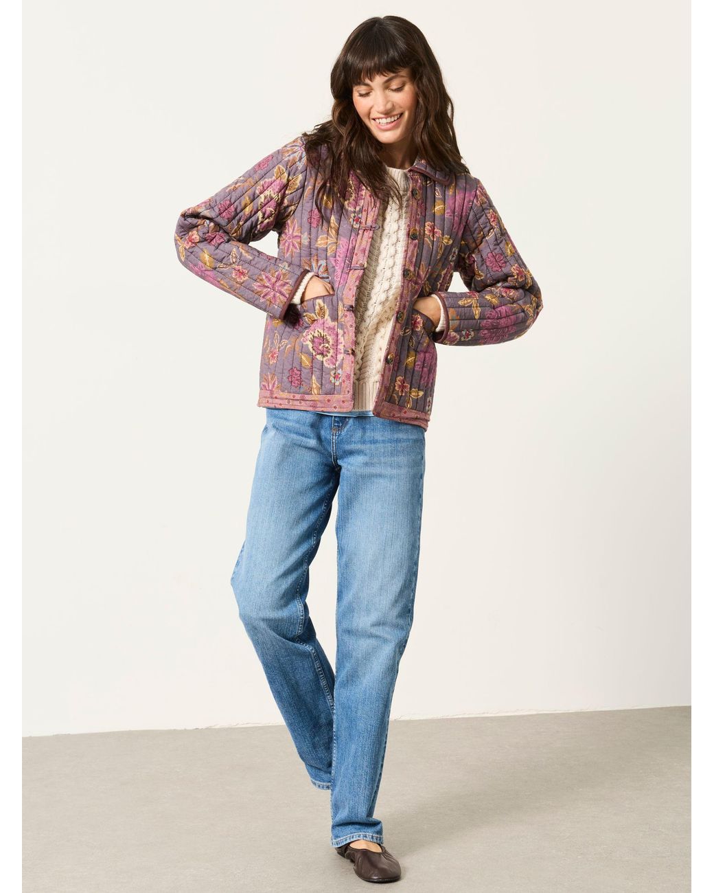 FatFace Purple Fatface Bryony Petite Quilted Jacket