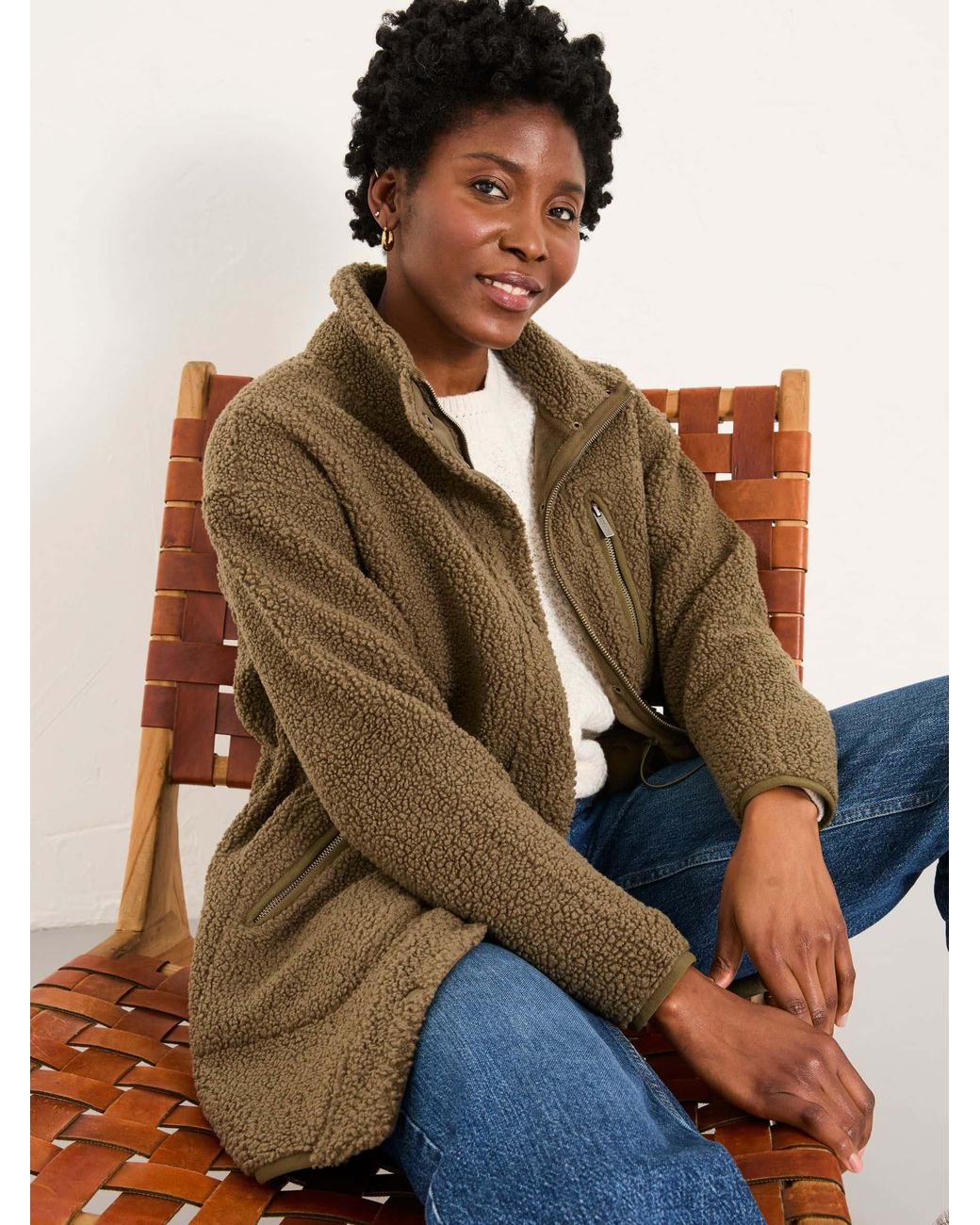FatFace Brown Hadley Zip Through Fleece Jacket