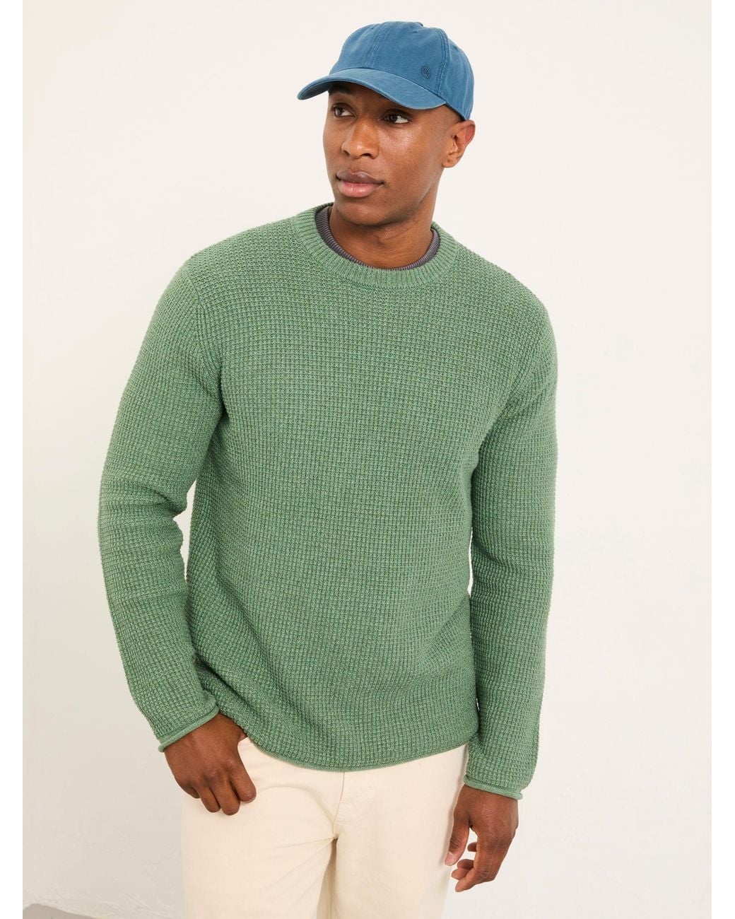FatFace Green Penrith Crew Neck Knitted Jumper for men
