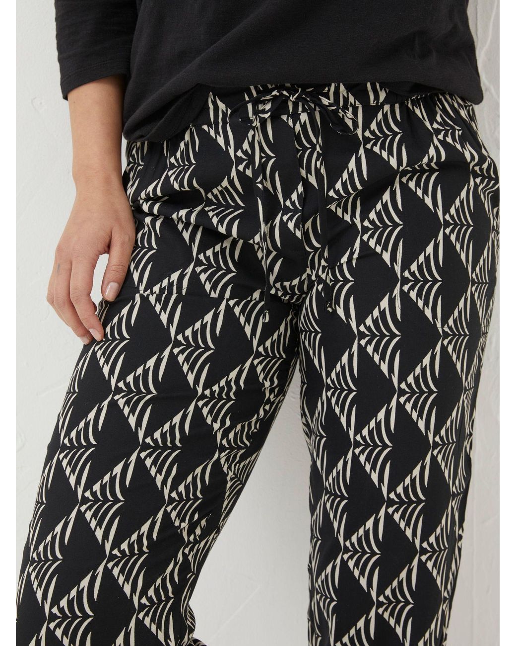 FatFace Black Lyme Mono Geo Trousers