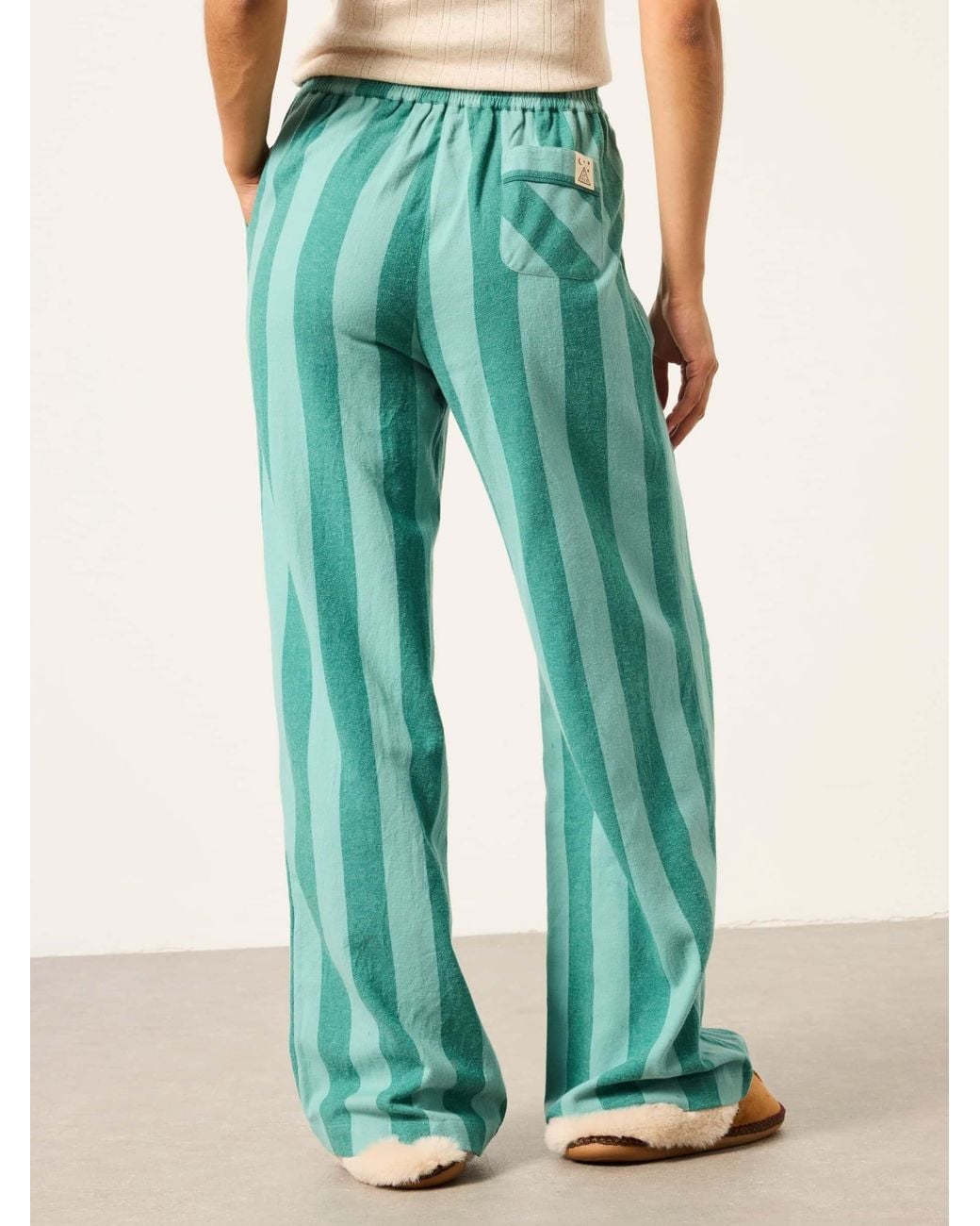 FatFace Green Lola Stripe Wide Leg Pyjama Bottoms