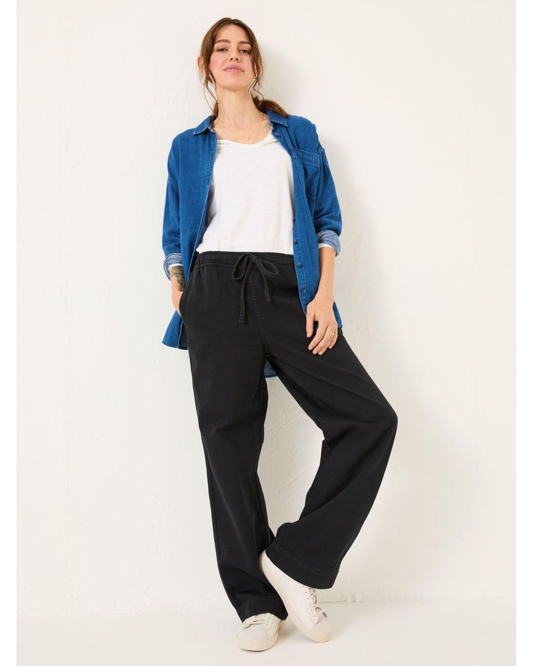 FatFace Black Fatface Ashby Charcoal Wide Leg Trousers