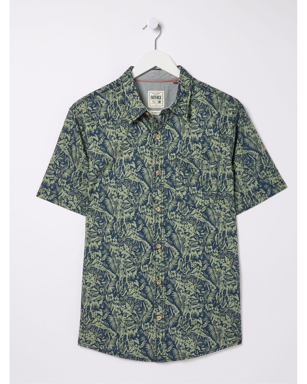 FatFace Green Short Sleeve Jungle Print Shirt for men