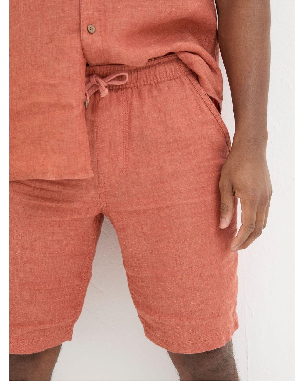 FatFace Green Seaton Linen Pull On Shorts for men