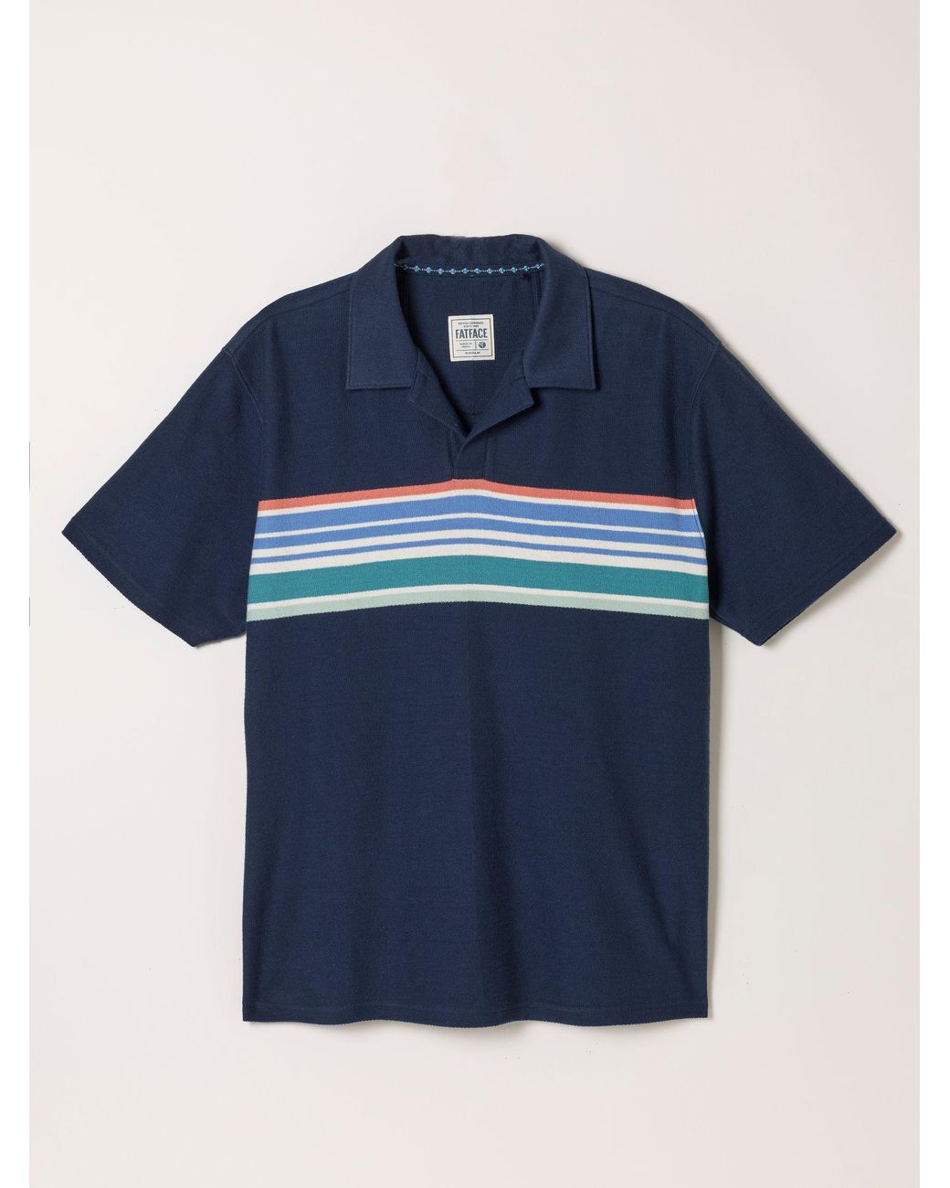 FatFace Blue Fatface Sutton Textured Chest Stripe Polo for men
