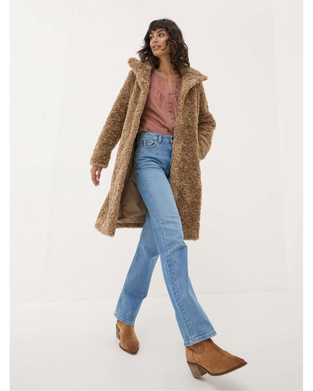 FatFace Blue Catie Teddy Coat