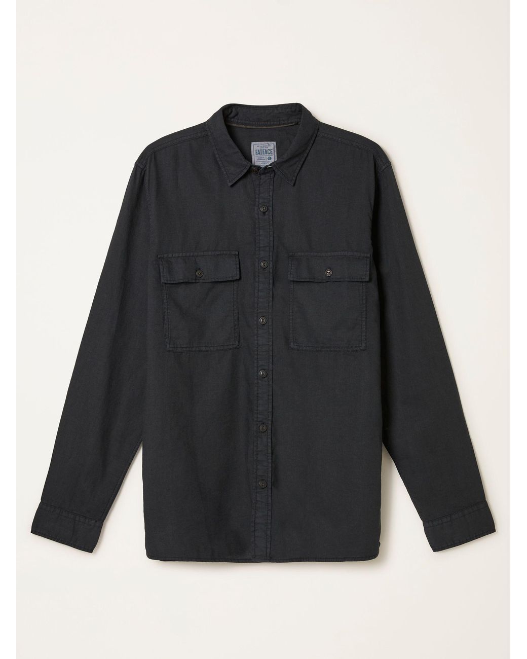 FatFace Blue Bugle Long Sleeve Garment Dye Utility Shirt for men