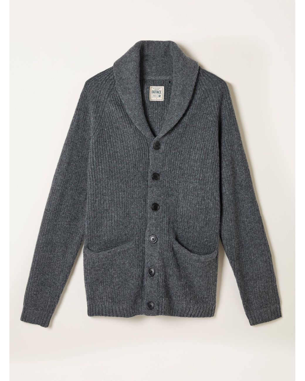 FatFace Gray Calder Shawl Collar Knitted Cardigan for men