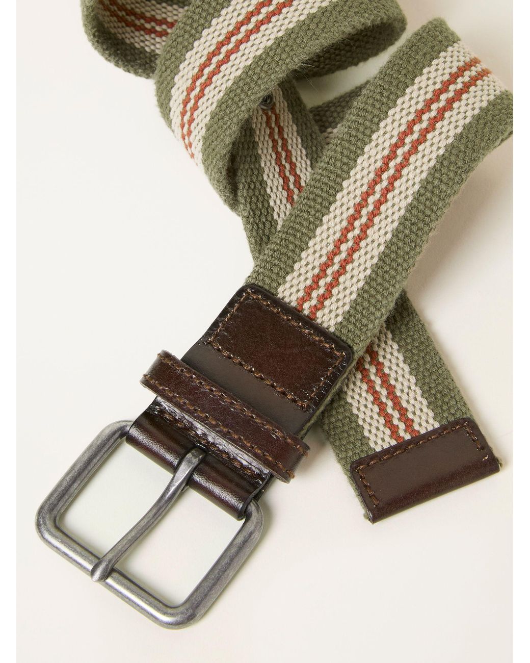FatFace Natural Finn Stripe Webbing Belt for men