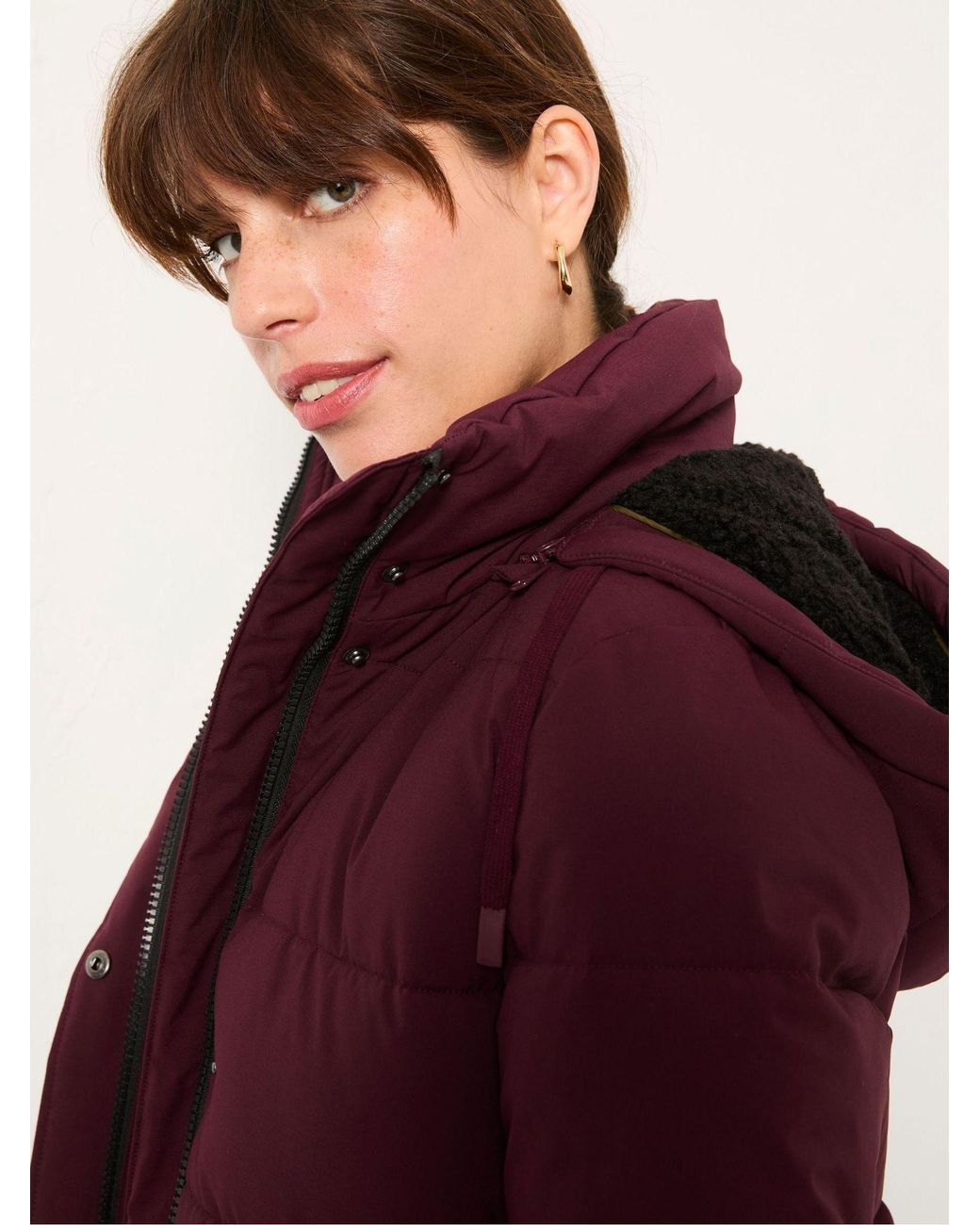 FatFace Red Harley Longline Puffer Coat