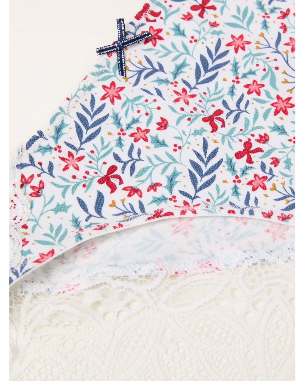 FatFace White Floral Brazillian Knickers