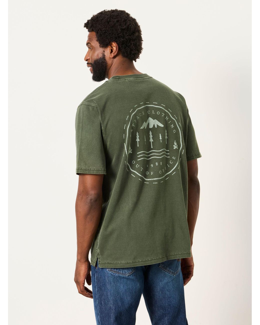 FatFace Green Relaxed Fit Mountain Graphic T-Shirt for men