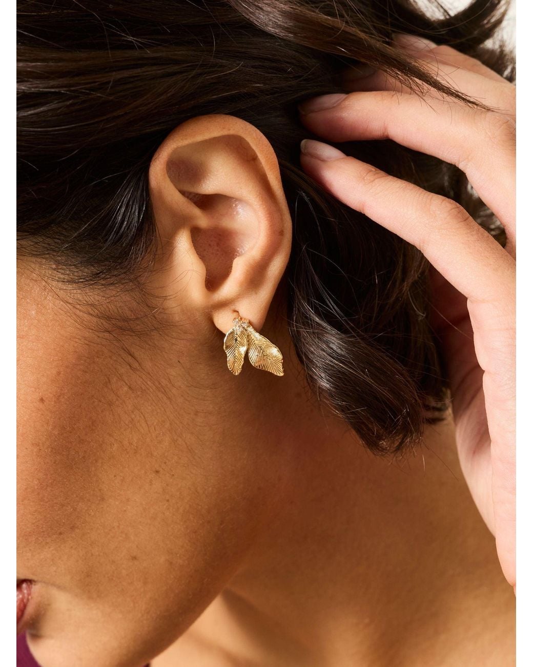 FatFace Brown Leaf Party Studs