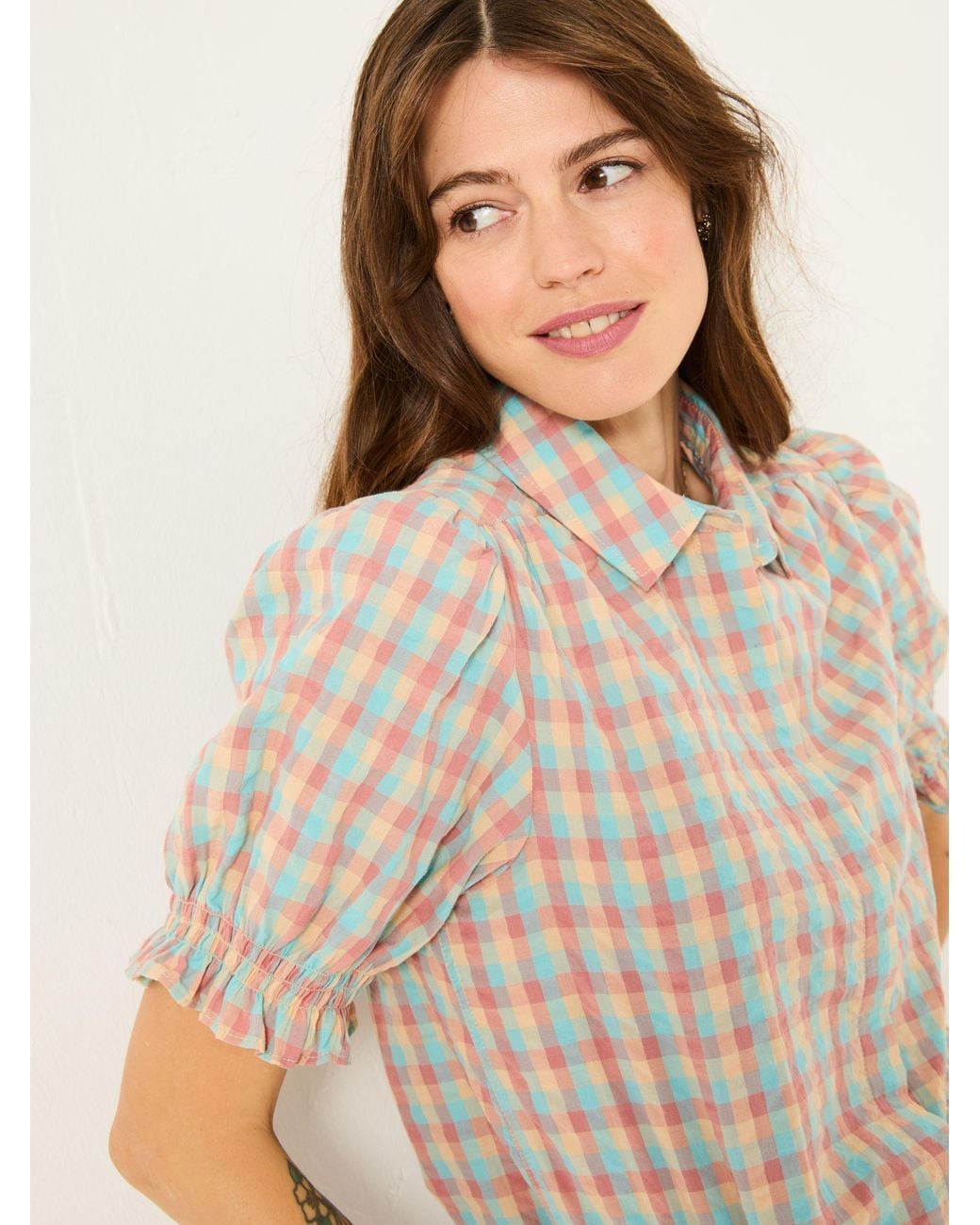 FatFace Blue Kat 100% Cotton Embroidered Shirt