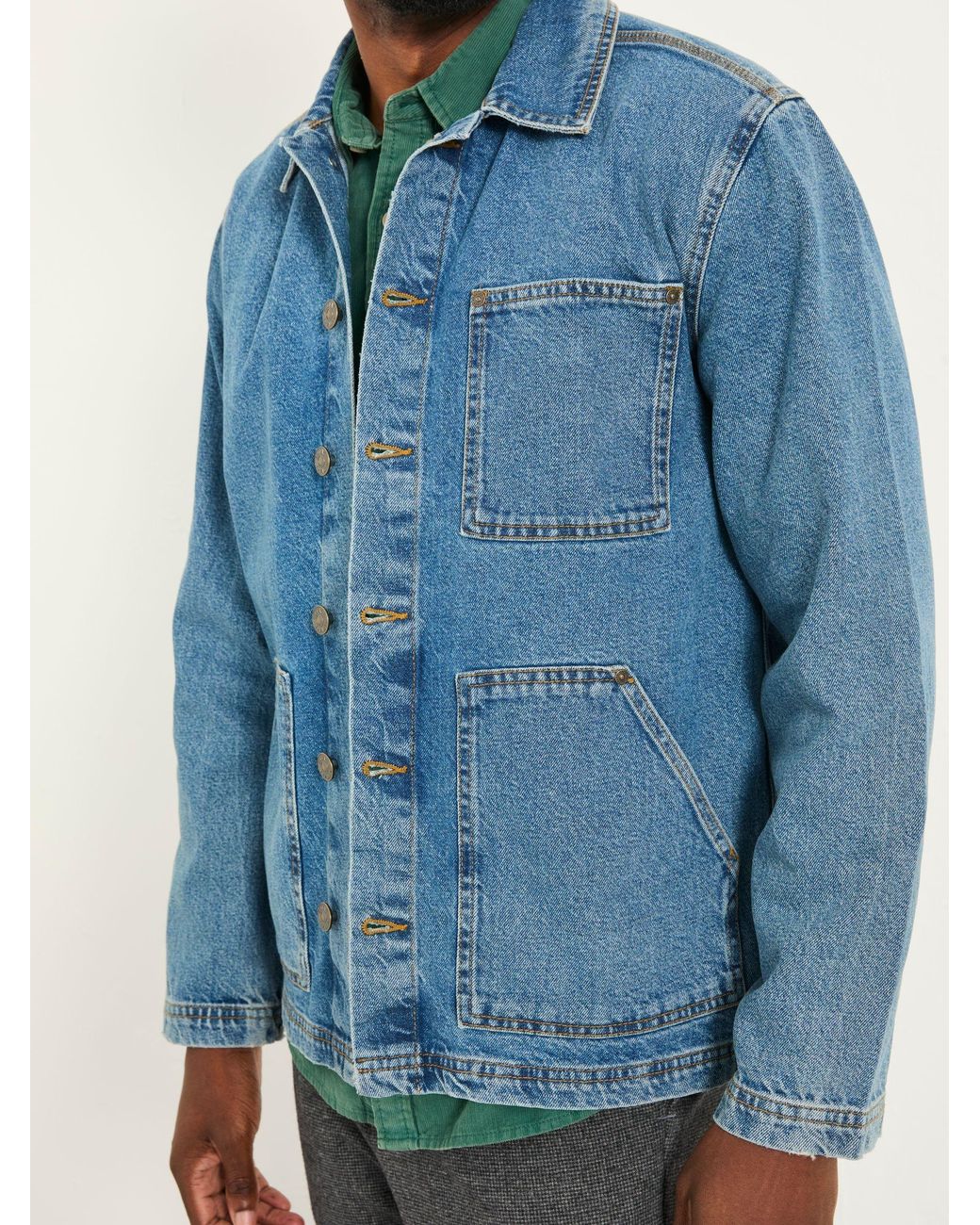 FatFace Blue Denim Worker Jacket for men
