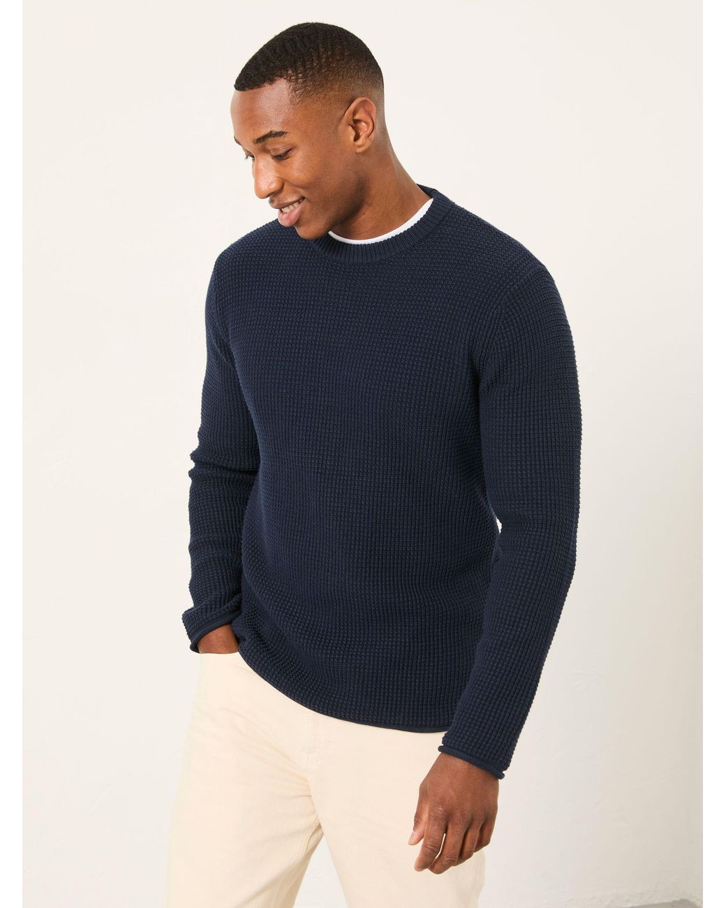 FatFace Blue Penrith Crew Neck Knitted Jumper for men