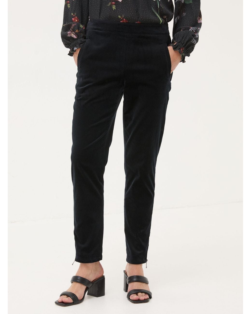 FatFace Black Isobel Velvet Trousers
