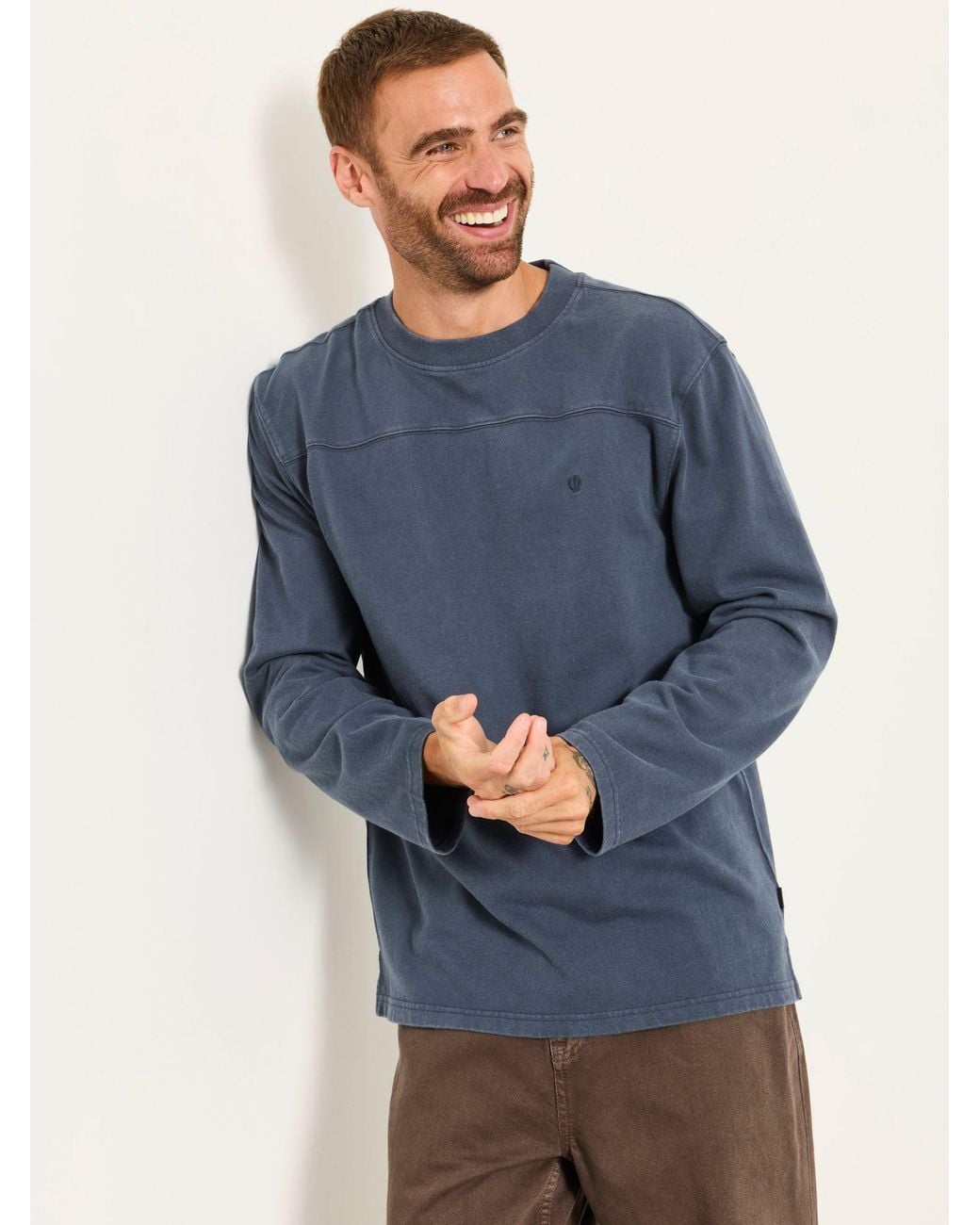FatFace Blue Long Sleeve Alton T-Shirt for men