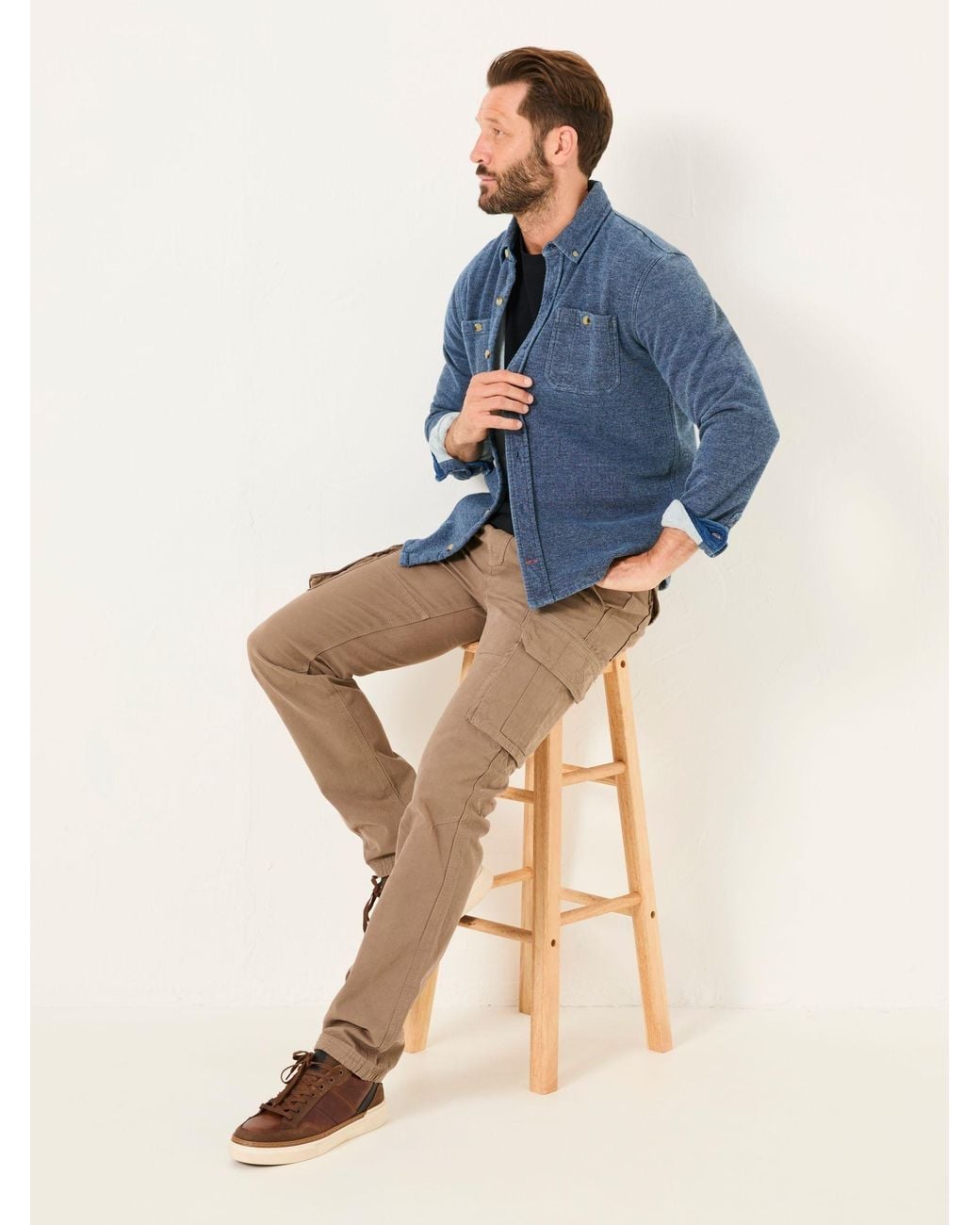 FatFace Blue Breakyard Cargo Trousers for men