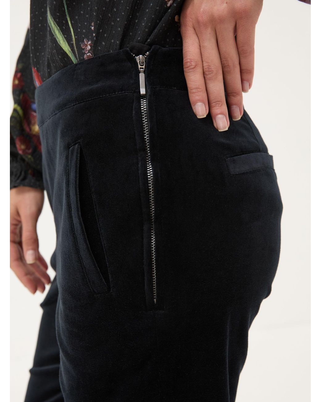FatFace Black Isobel Velvet Trousers
