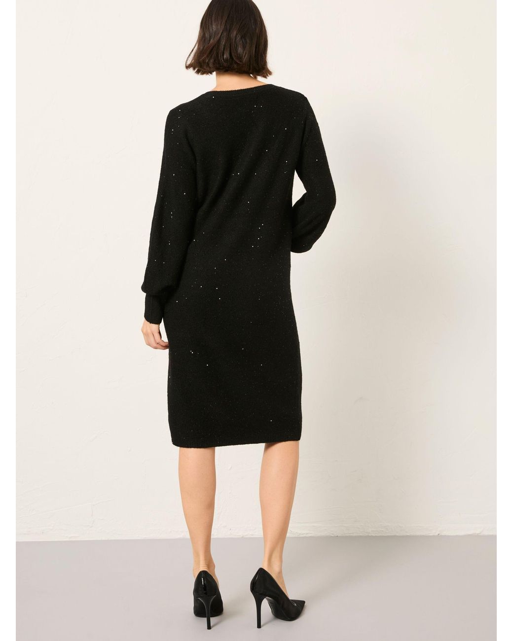 FatFace Black Fatface Regular Sparkle Knit Midi Dress