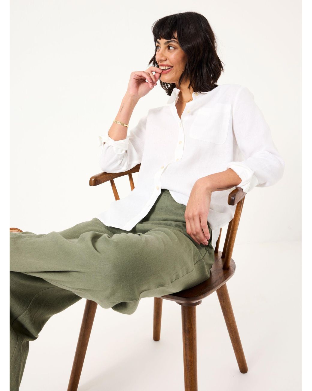 FatFace White Olivia Linen Shirt