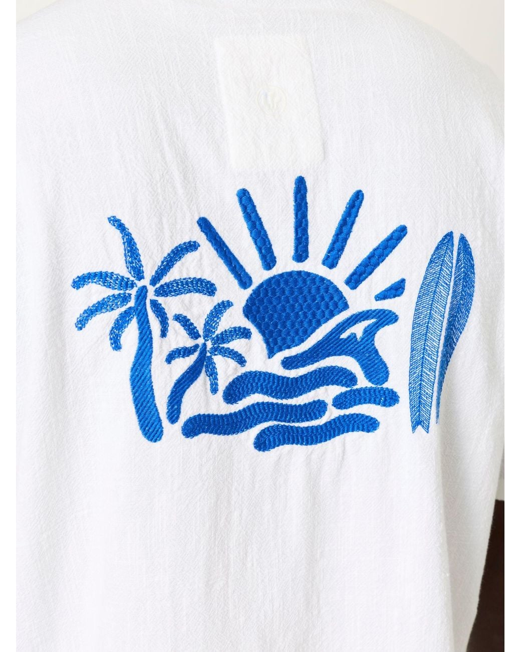 FatFace White Fatface Short Sleeve Relaxed Fit Graphic Placement Embroidery Shirt for men