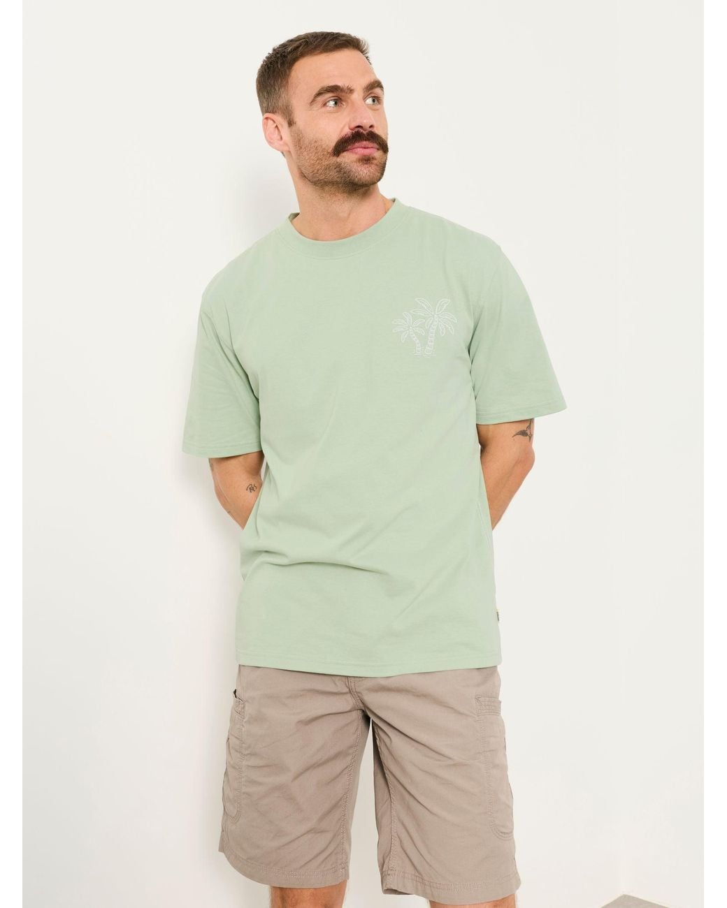 FatFace Green Relaxed Fit South Palm Graphic T-Shirt for men